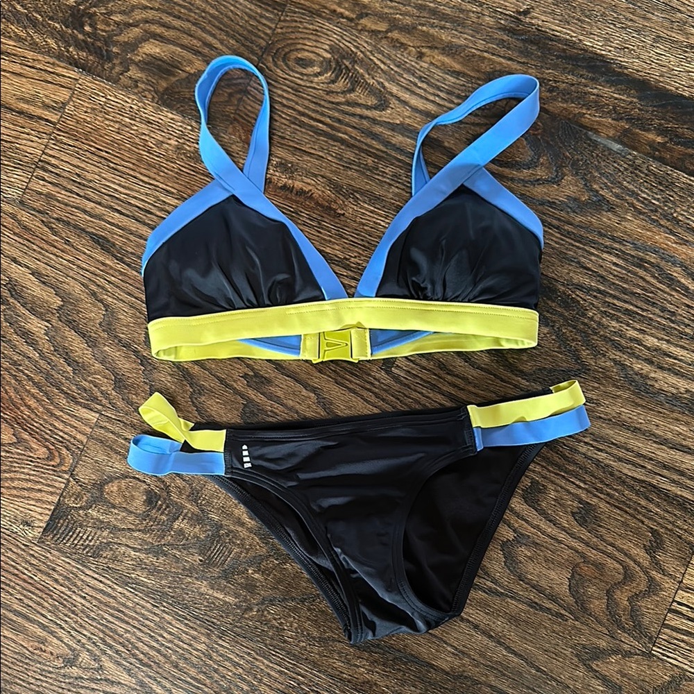 Colorblock Bikini Set - Blue, Yellow, Black